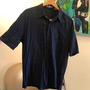 Mens Alan Stuart Black Short Sleeve Button Down Shirt Sz L 16 to 16-1/2